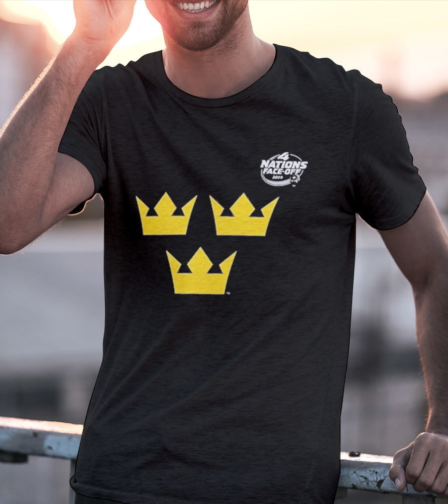 Awesome Sweden 2025 4 Nations Face-Off Primary Tre Kronor Yellow Crowns T-Shirt