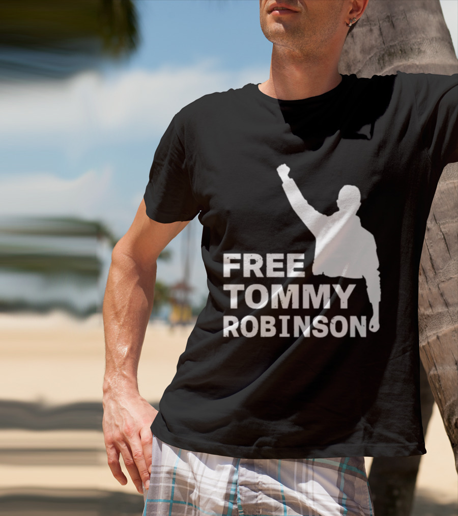 Free Tommy Robinson Activist Silhouette Fist Raised T-Shirt