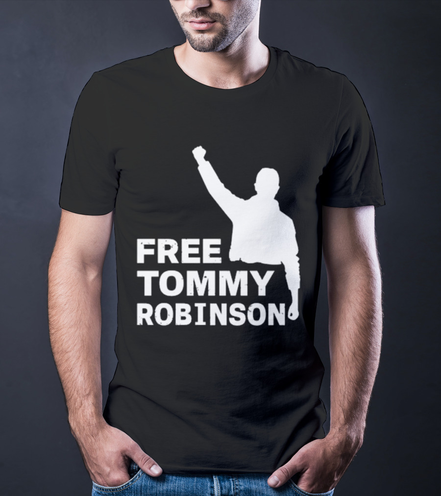 Free Tommy Robinson Activist Silhouette Fist Raised T-Shirt