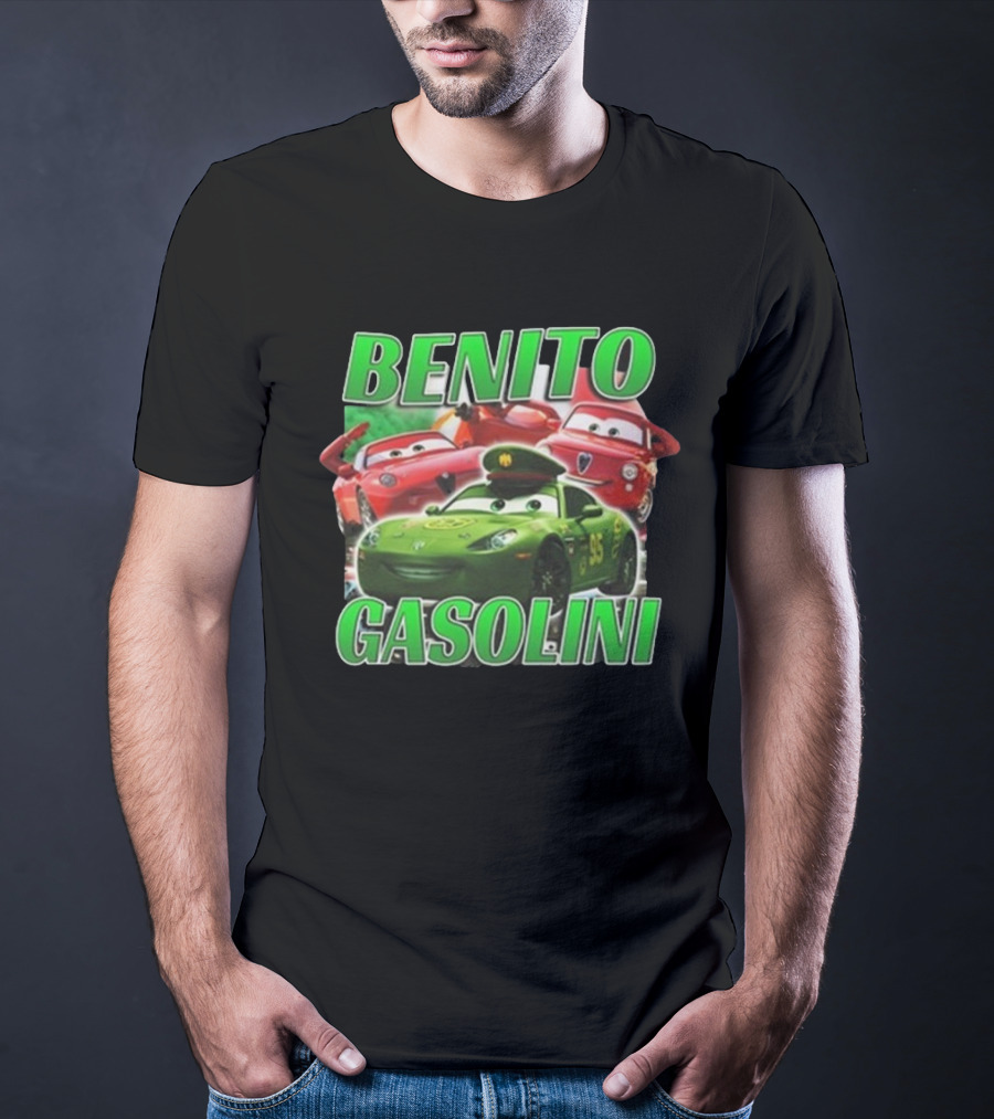 Benito Gasolini 95 Racing Cars Cartoon Crew T-Shirt