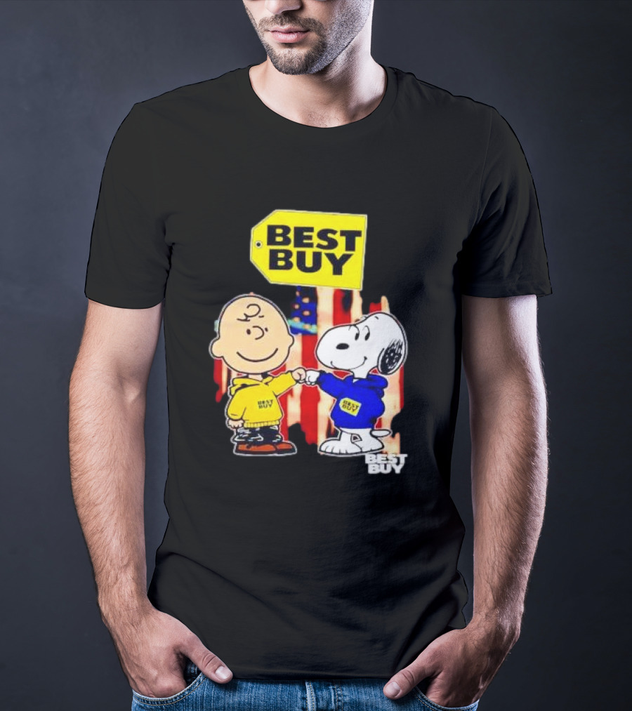 Best Buy Charlie Brown Snoopy Yellow Blue S Fist Bump T-Shirt