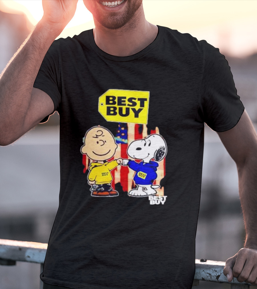 Best Buy Charlie Brown Snoopy Yellow Blue S Fist Bump T-Shirt