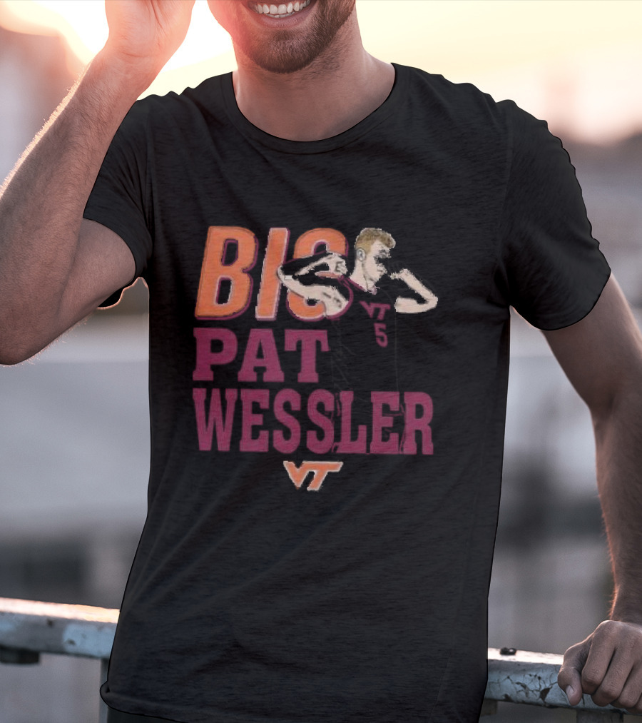 Big Pat Wessler VT Hokies Player Cartoon T-Shirt