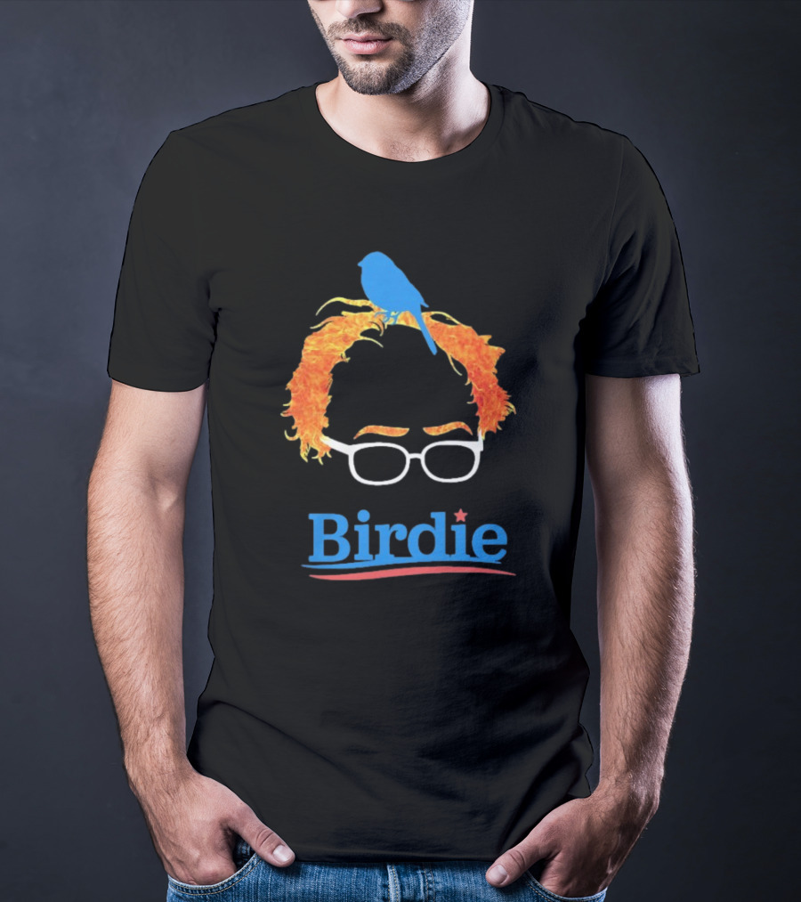 Birdie Sanders Blue Bird With Glasses And Orange Hair T-Shirt