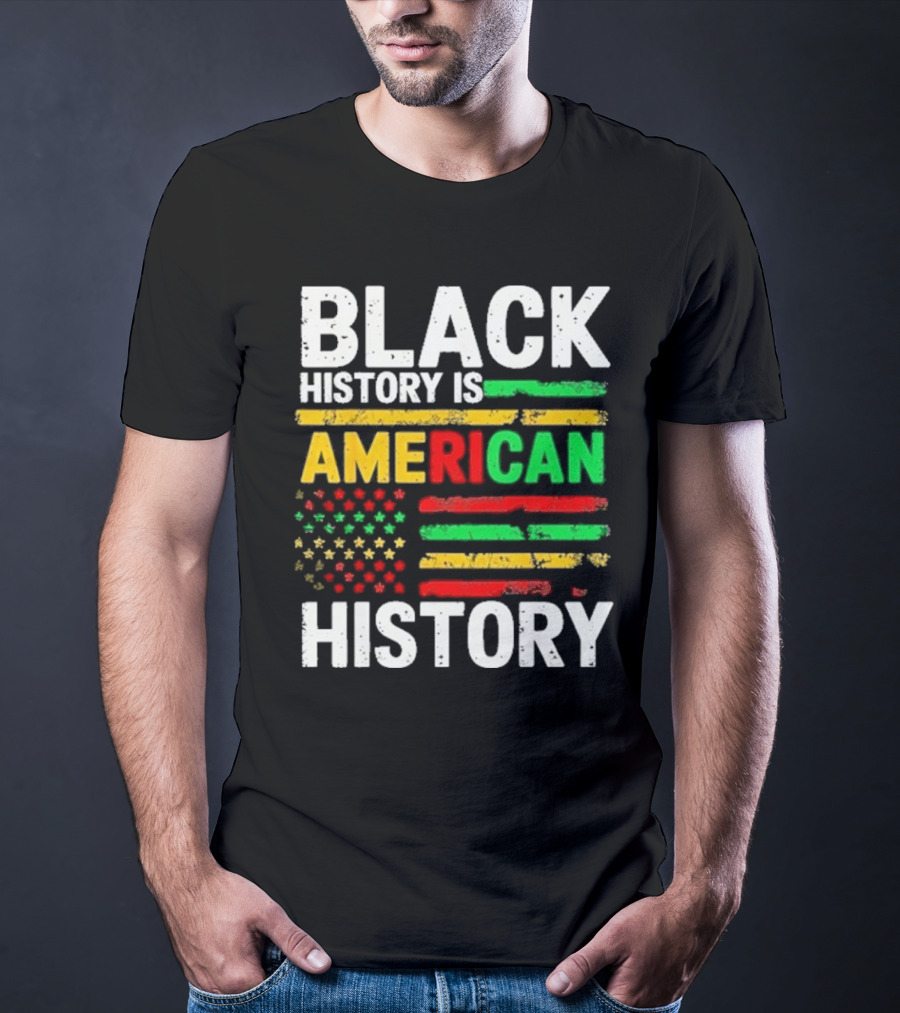 Black History Is American History Vintage Flag Design T-Shirt