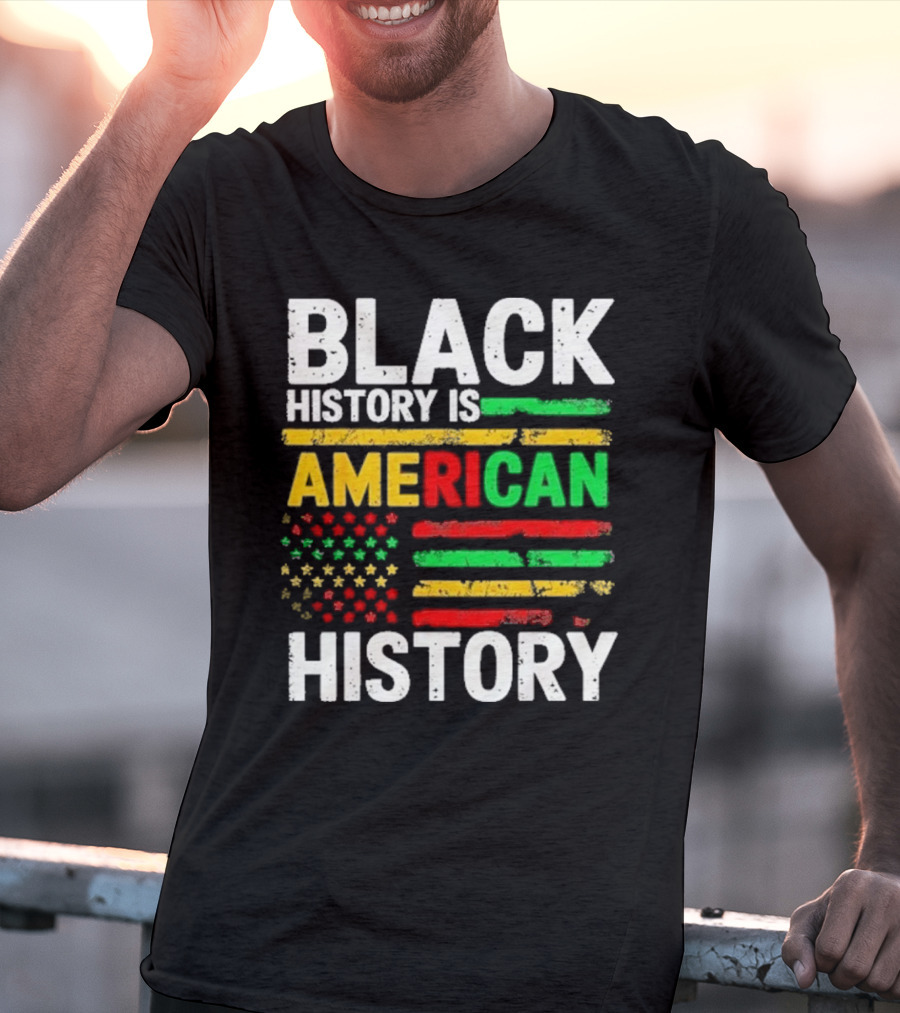 Black History Is American History Vintage Flag Design T-Shirt