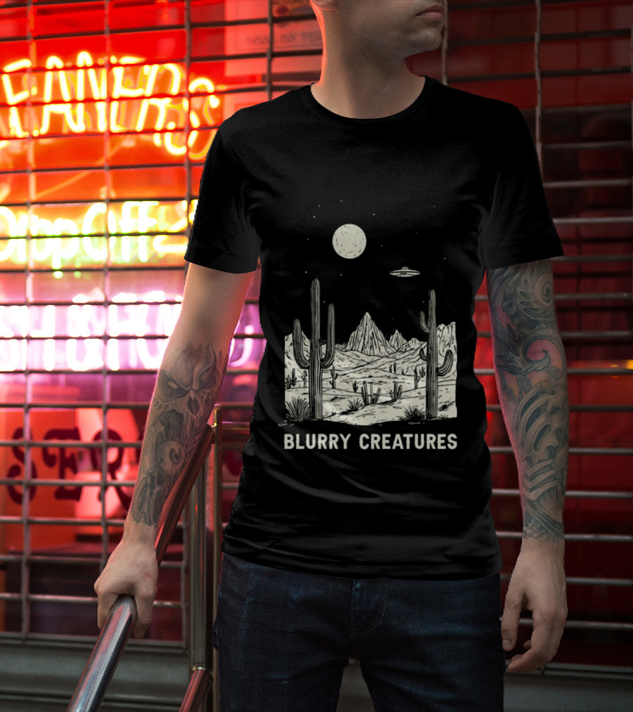 Blurry Creatures Desert Nights UFO Cactus Moon T-Shirt