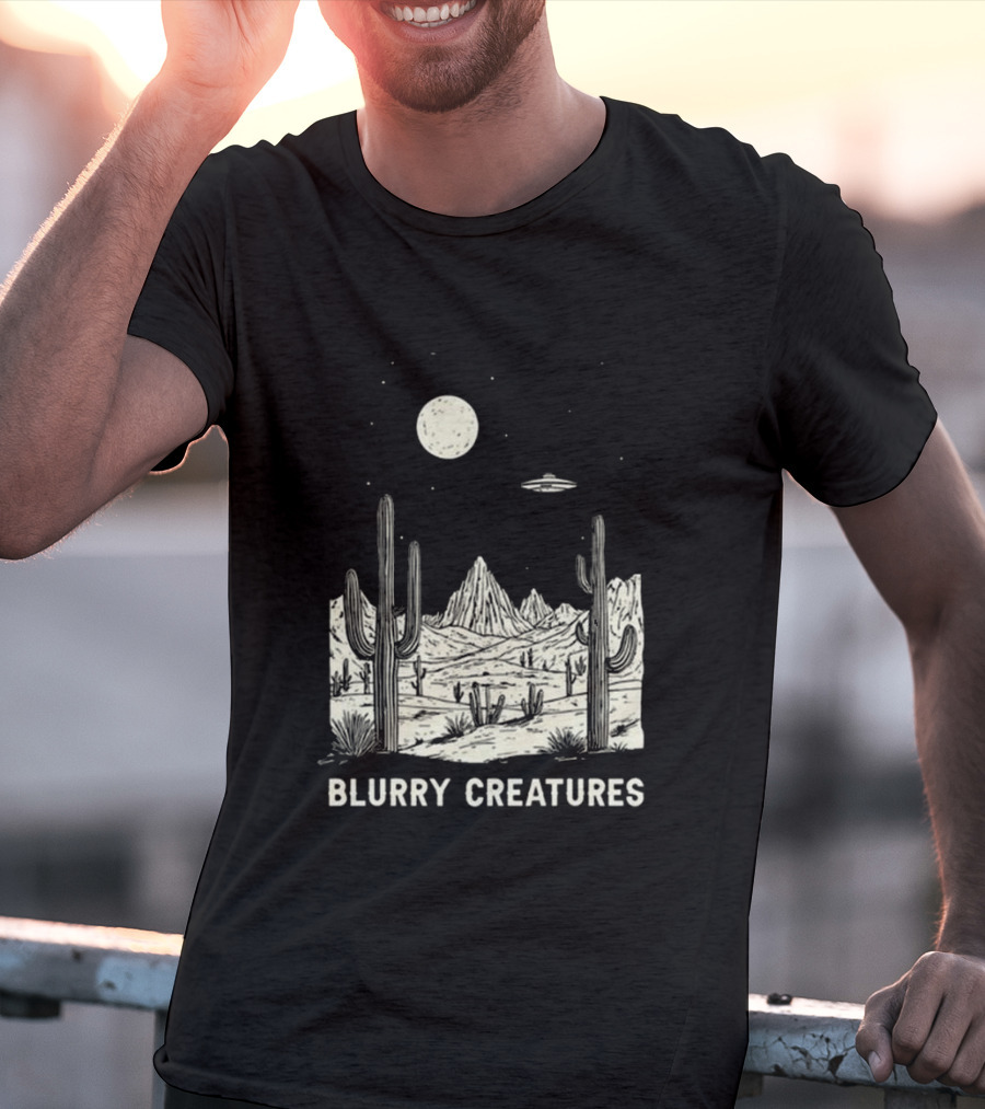 Blurry Creatures Desert Nights UFO Cactus Moon T-Shirt