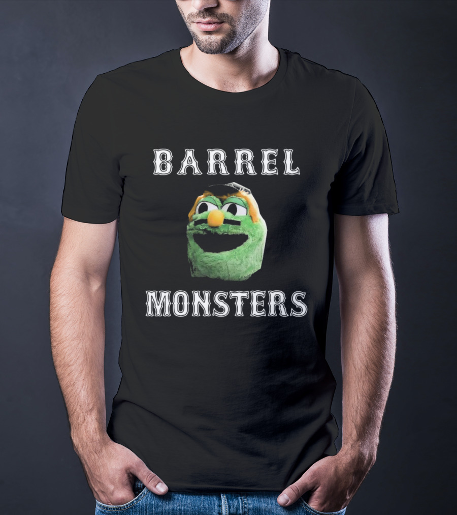 Barrel Monsters Boston Red Sox 2025 Green Furry Face T-Shirt