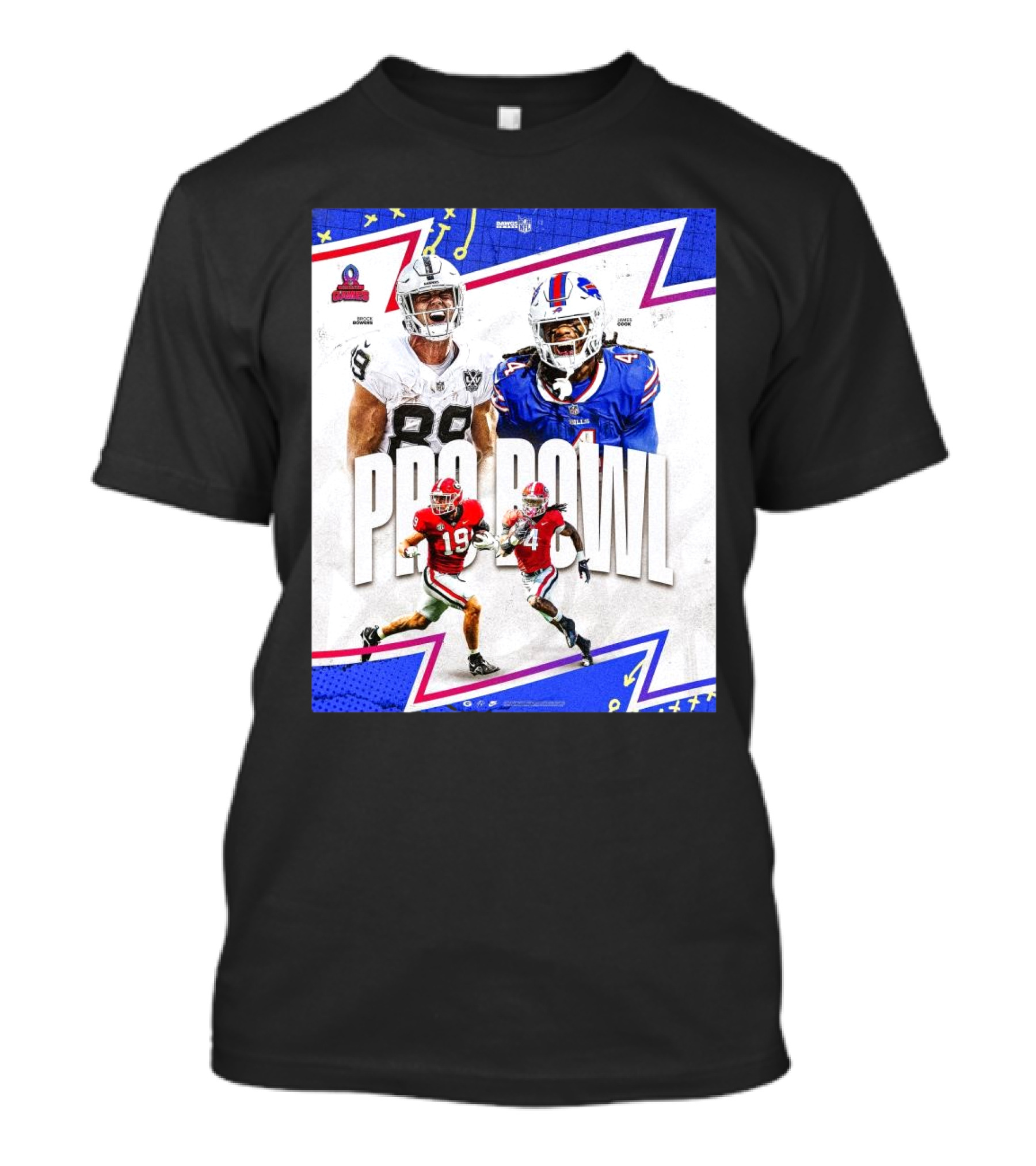 Brock Bowers Las Vegas Raiders And James Cook Buffalo Bills 2025 Pro Bowl Games NFL T-Shirt