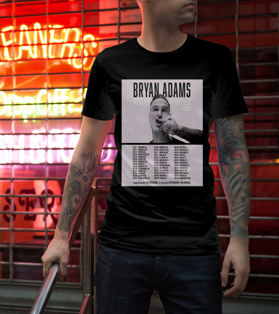 Bryan Adams Roll With The Punches 2025 North America Tour T-Shirt