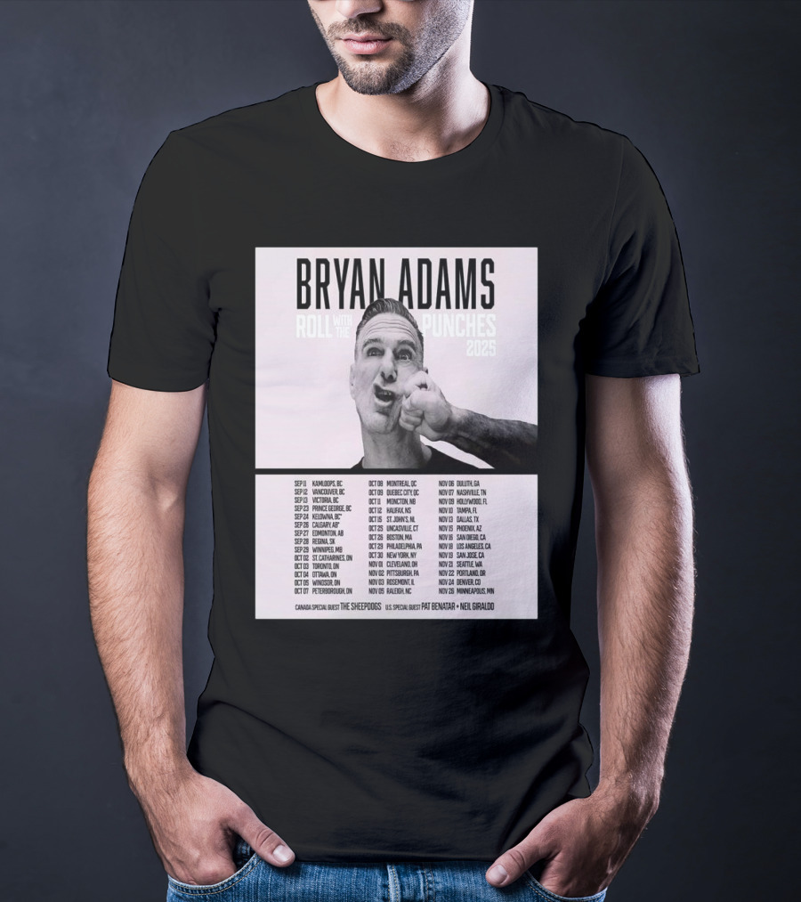 Bryan Adams Roll With The Punches 2025 North America Tour T-Shirt