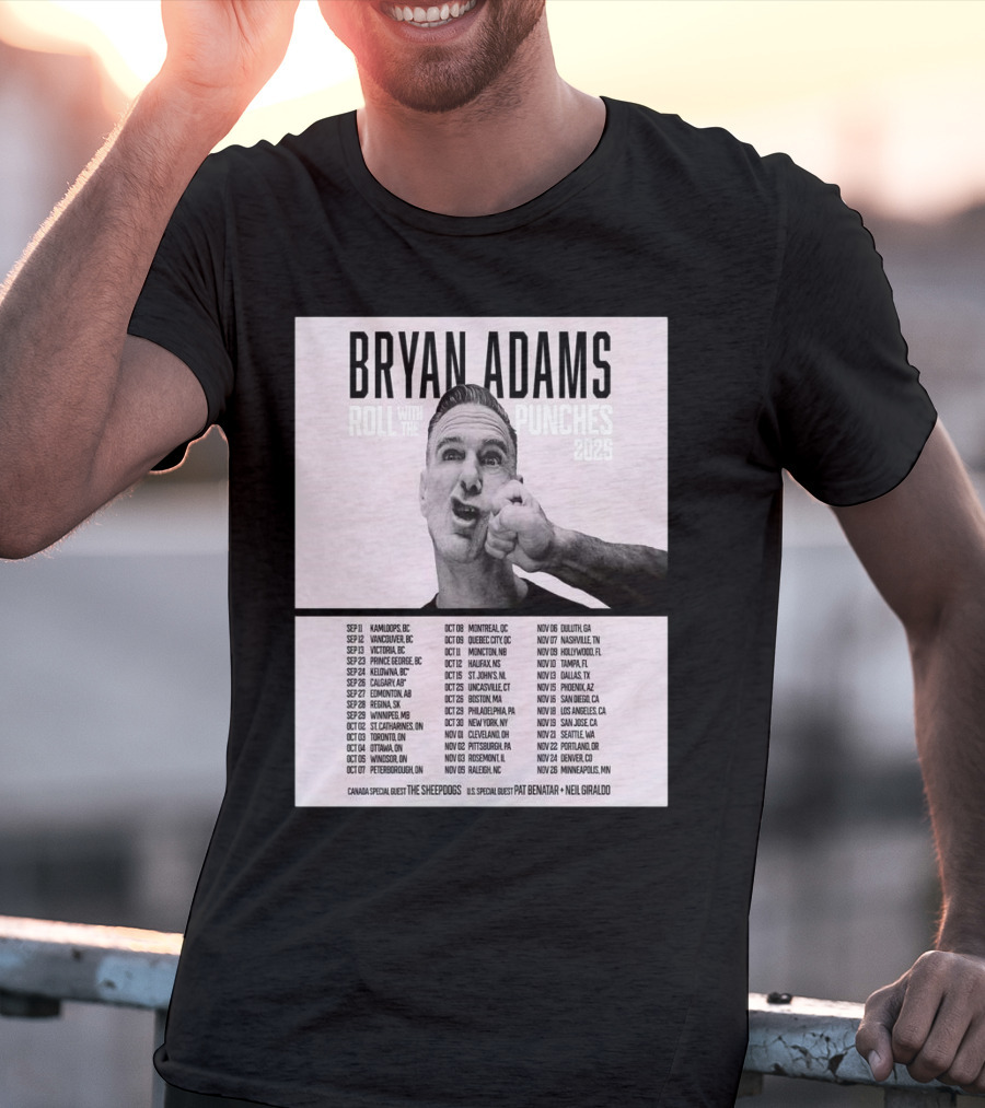Bryan Adams Roll With The Punches 2025 North America Tour T-Shirt