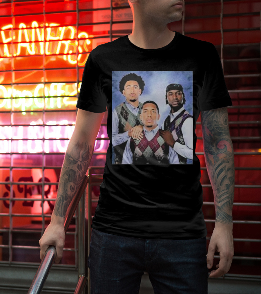 Bryce Young Chuba Hubbard Xavier Legette Vintage Argyle Sweater Step Brothers Look T-Shirt