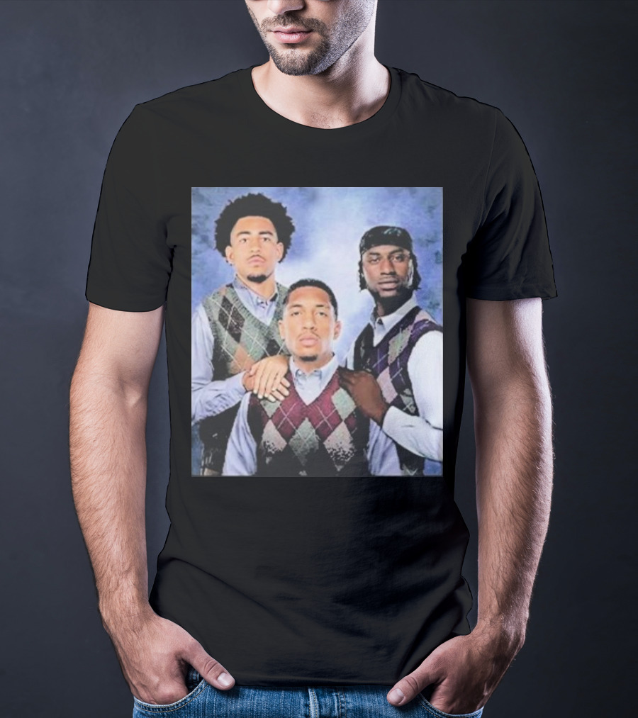 Bryce Young Chuba Hubbard Xavier Legette Vintage Argyle Sweater Step Brothers Look T-Shirt