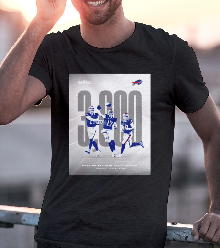 Buffalo Bills 3000 Passing Yards In The Playoffs Third-Youngest QB In NFL History T-Shirt