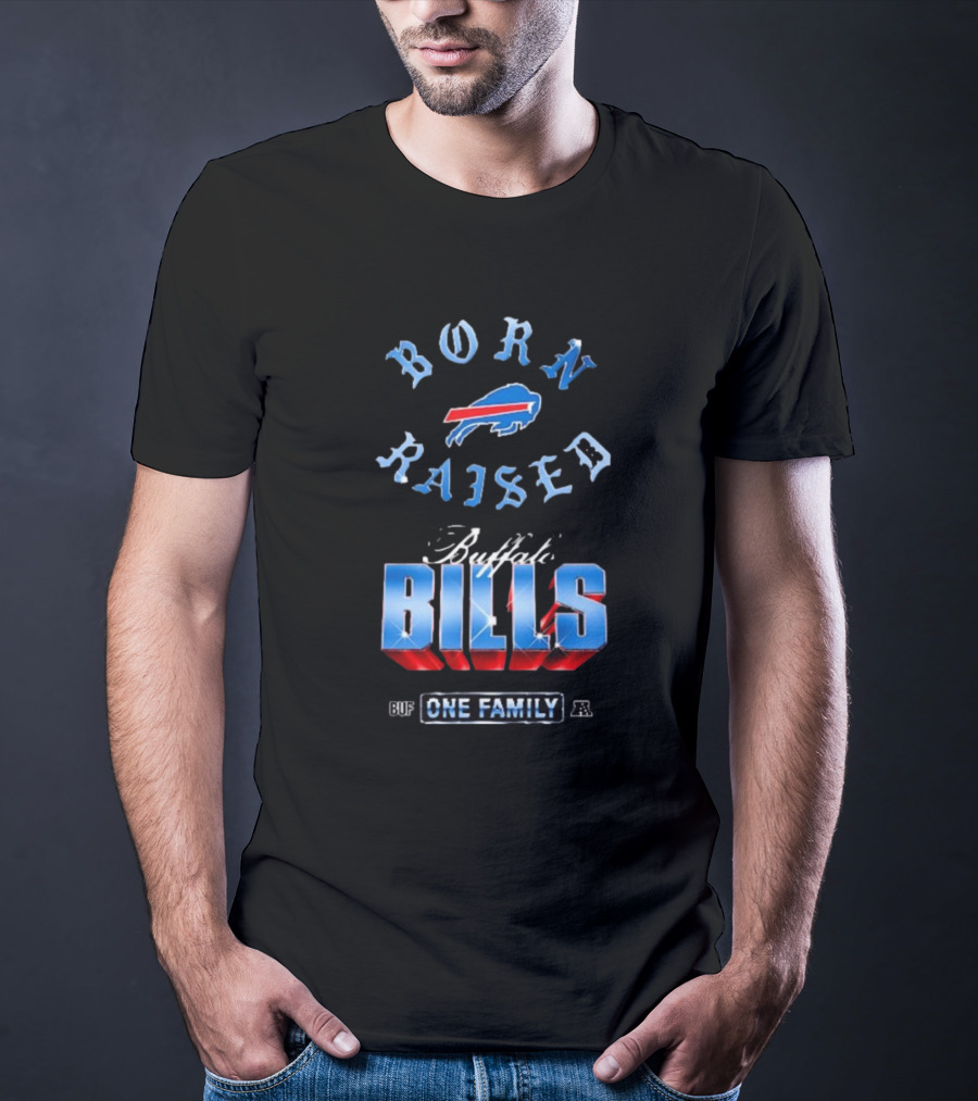 Buffalo Bills Born X Raised BUF One Family Chrome Rocker T-Shirt