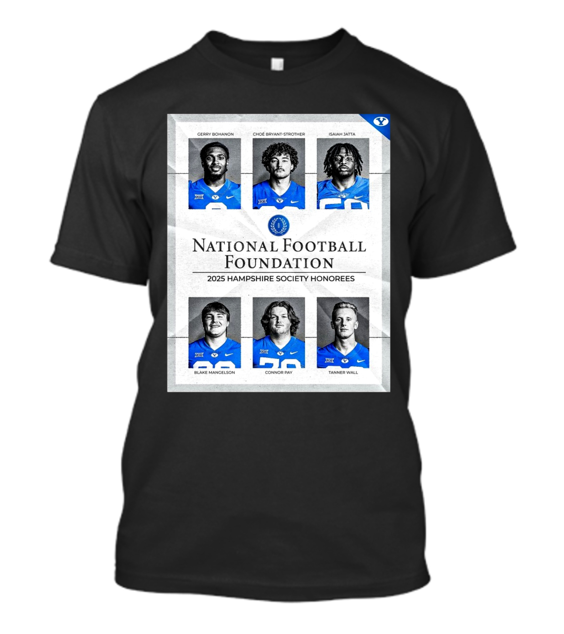 BYU Cougars National Football Foundation 2025 Hampshire Society Honorees Bohanon Bryant-Strother Jatta T-Shirt