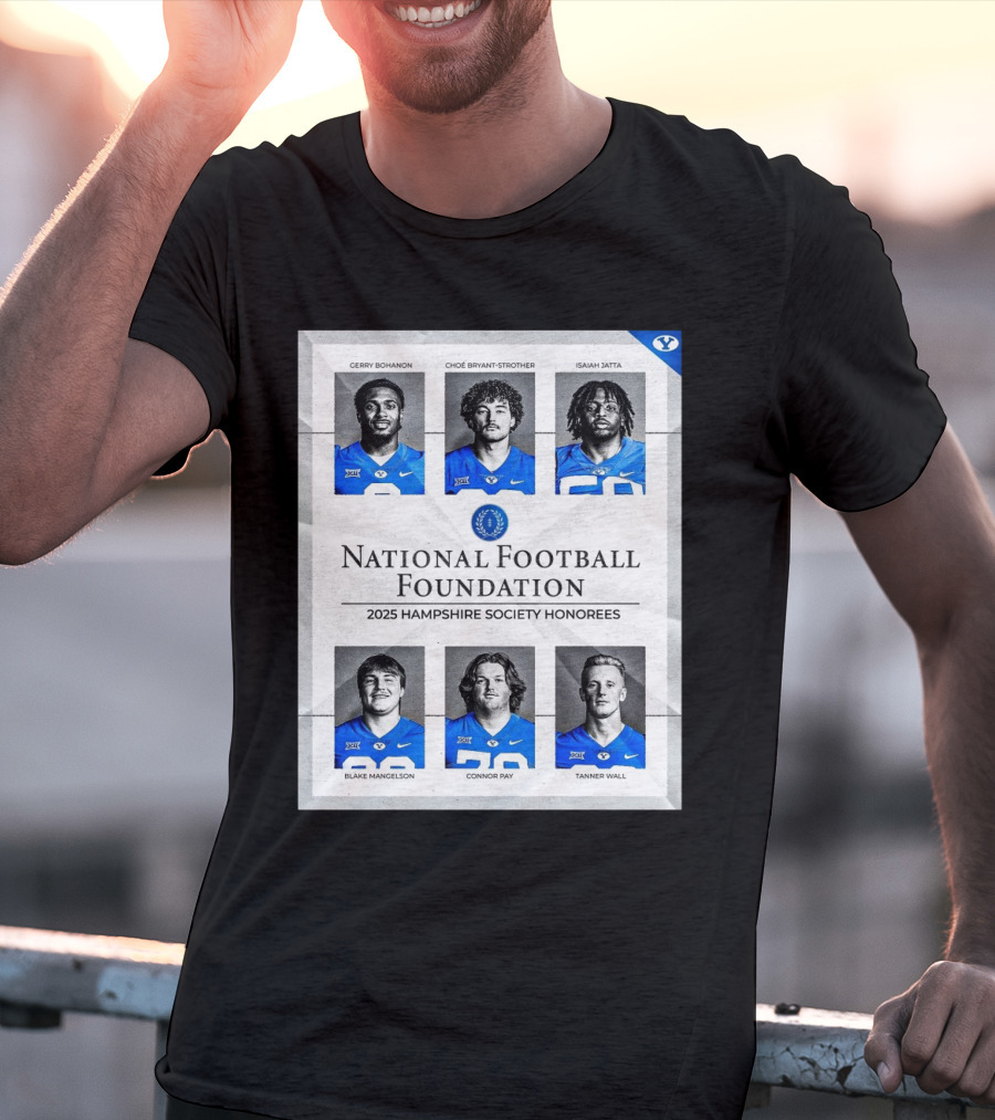 BYU Cougars National Football Foundation 2025 Hampshire Society Honorees Bohanon Bryant-Strother Jatta T-Shirt