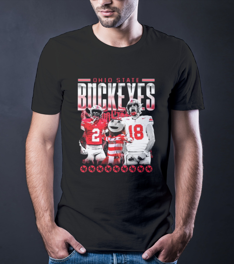 Caleb Downs X Will Howard Ohio State Buckeyes Mascot Graphic T-Shirt