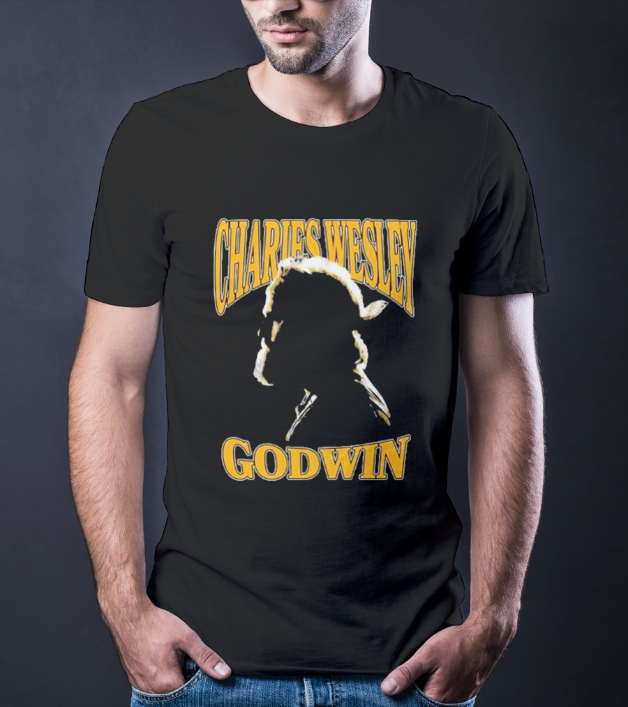 Charles Wesley Godwin CWG Silhouette Bold Yellow Text T-Shirt