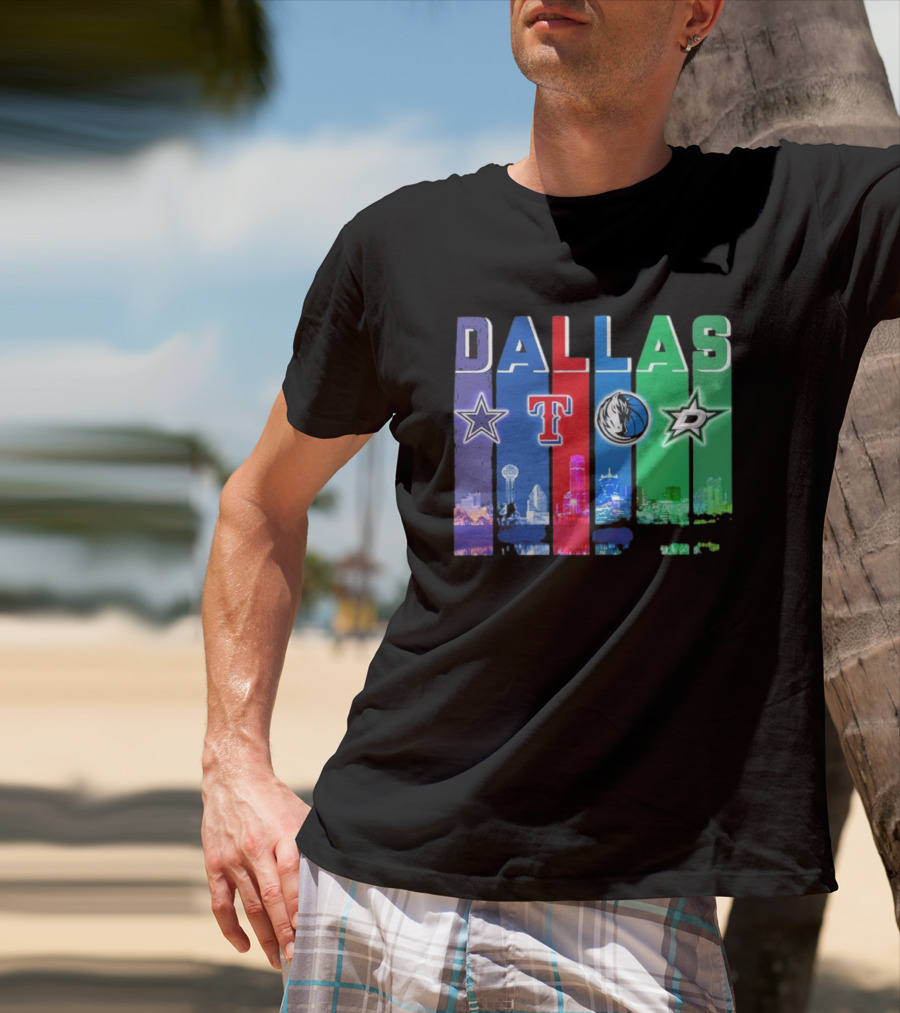 Dallas Retro Skyline Sports Teams Logo T-Shirt