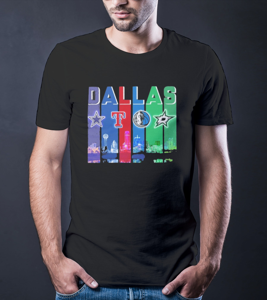 Dallas Retro Skyline Sports Teams Logo T-Shirt