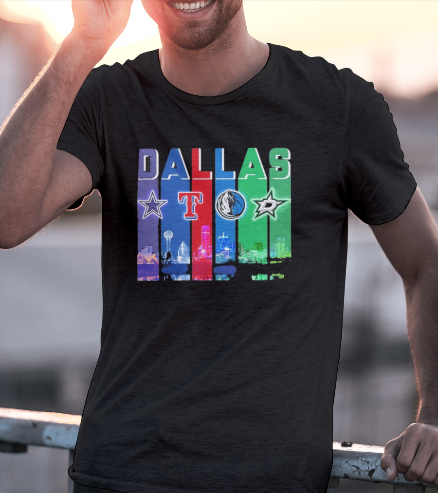Dallas Retro Skyline Sports Teams Logo T-Shirt