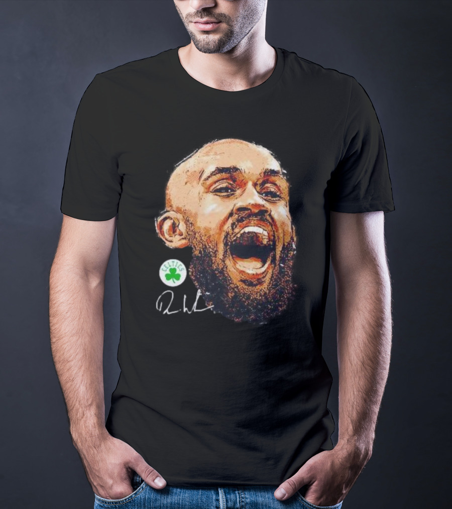Derrick White Boston Celtics Portrait Signature T-Shirt