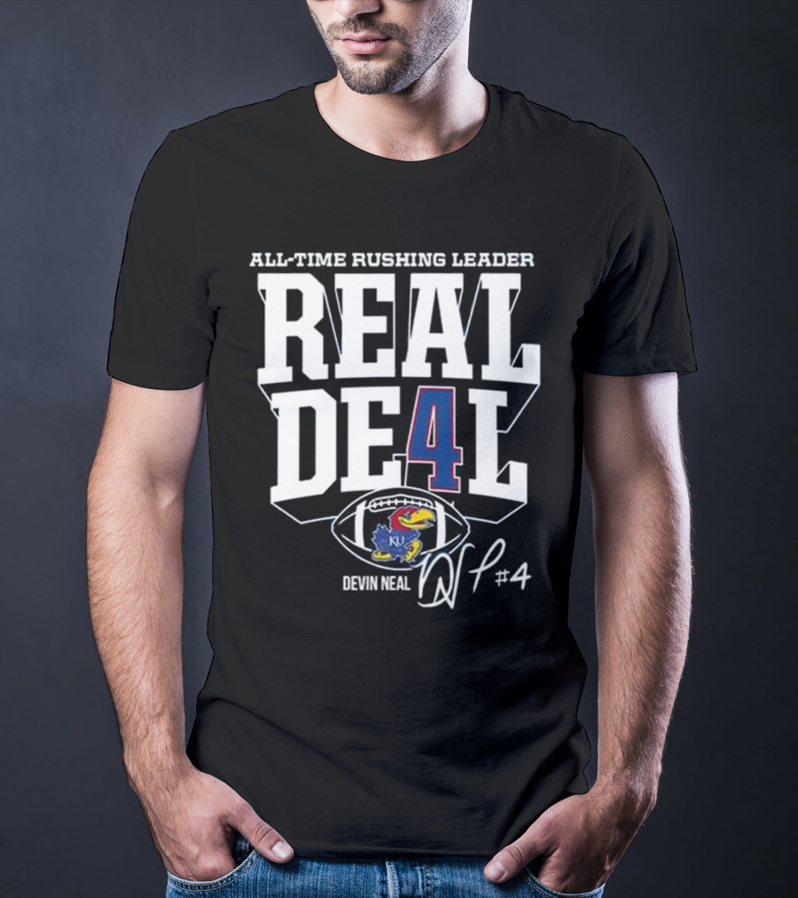 Devin Neal Jayhawks All-Time Rushing Leader Real Deal T-Shirt