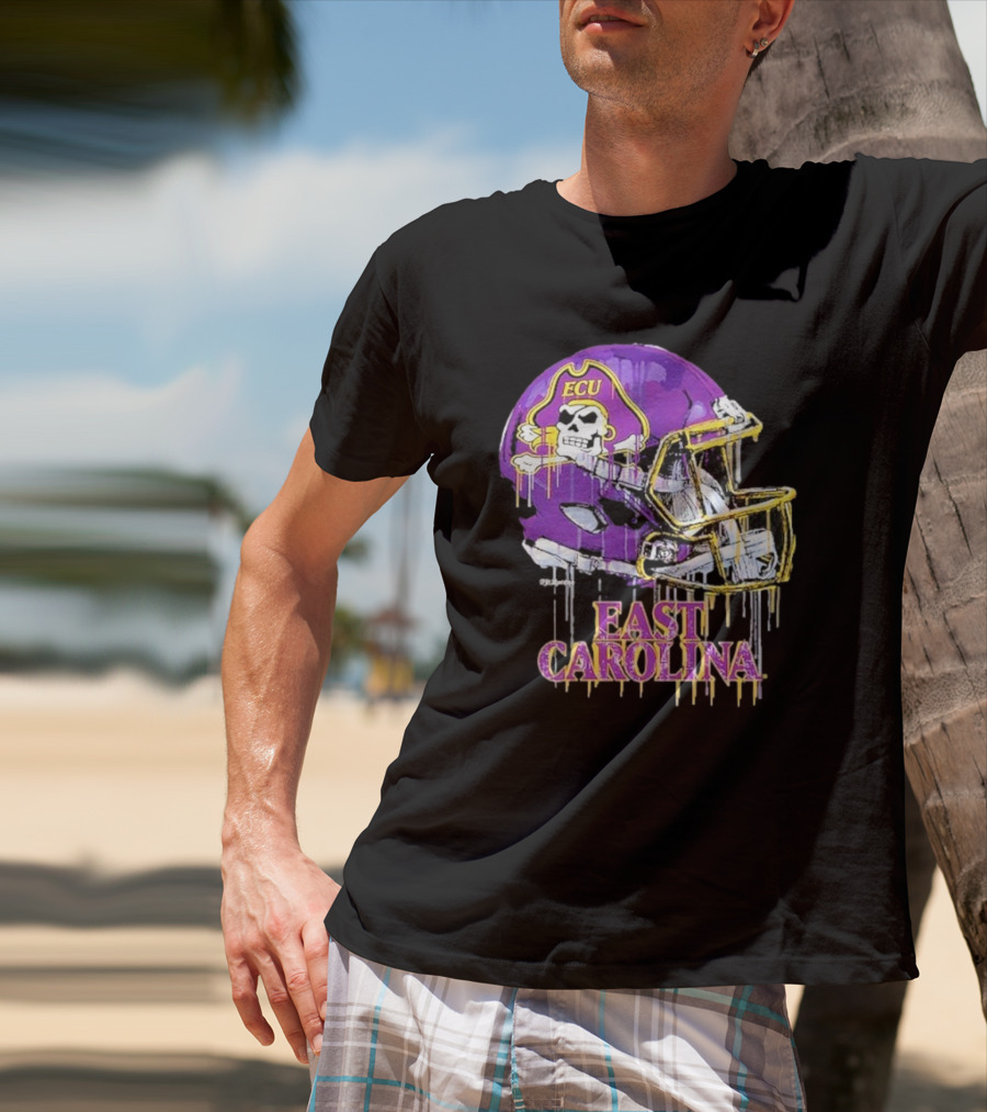 ECU Pirates Dripping Football Helmet T-Shirt