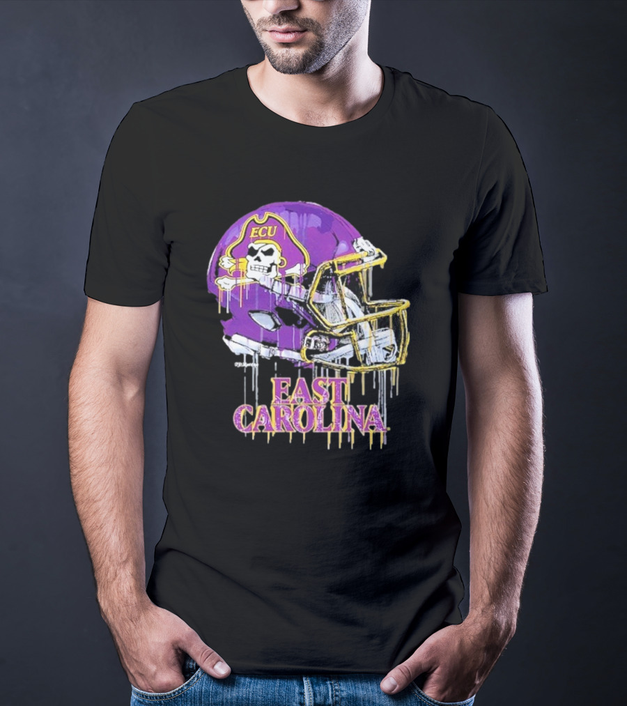 ECU Pirates Dripping Football Helmet T-Shirt