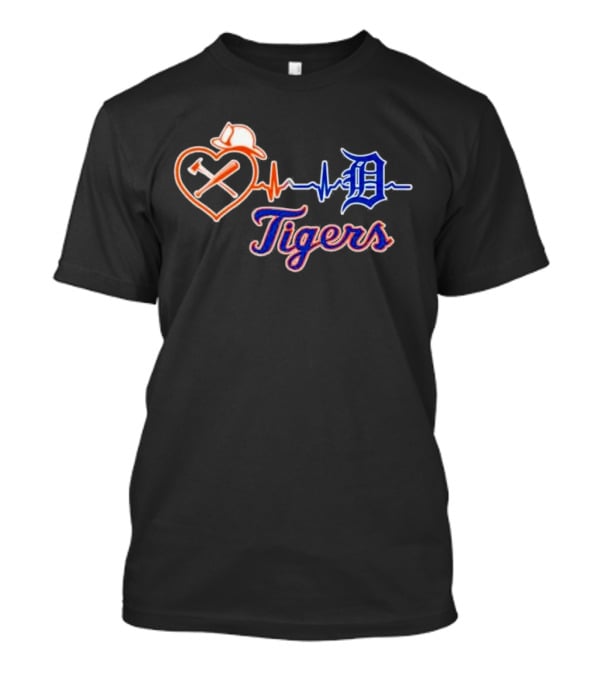 Firefighter Detroit Tigers Heartbeat T-Shirt