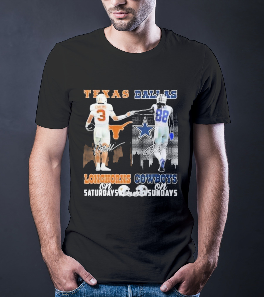 Ewers And Lamb Longhorns On Saturdays Cowboys On Sundays T-Shirt