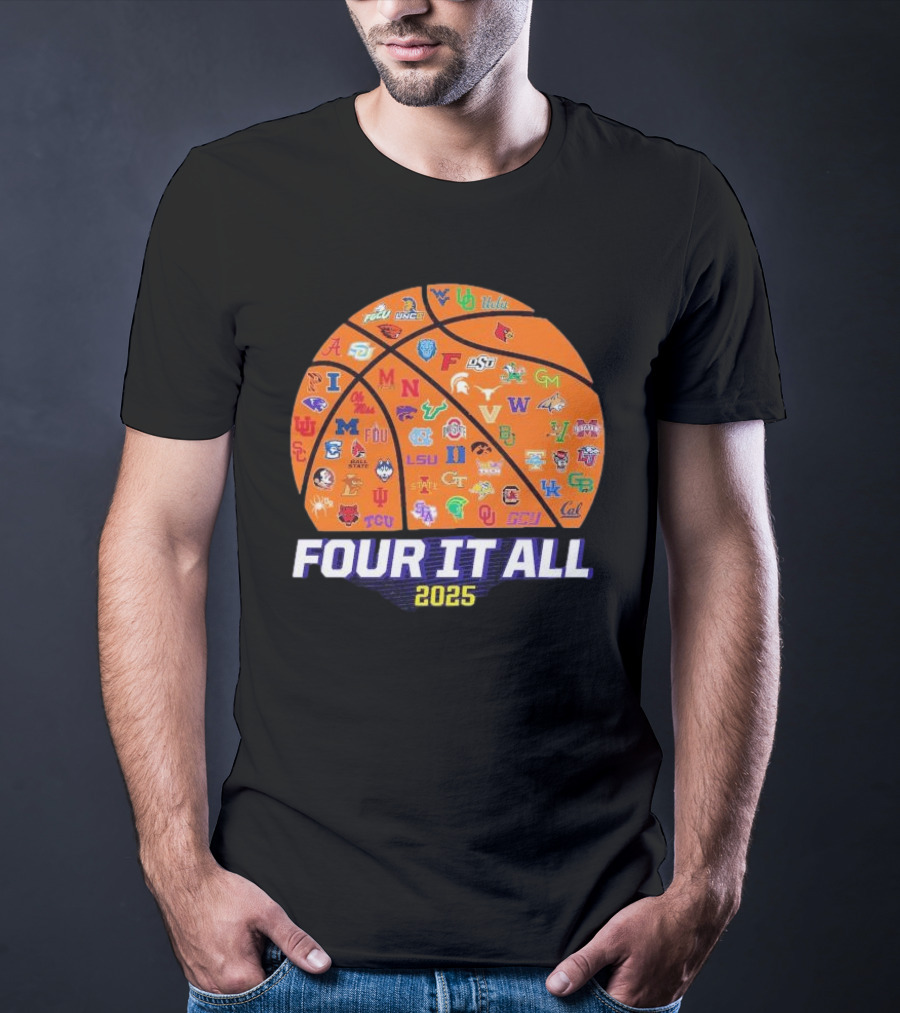 Four It All March Madness 2025 Women’s Basketball Logos T-Shirt