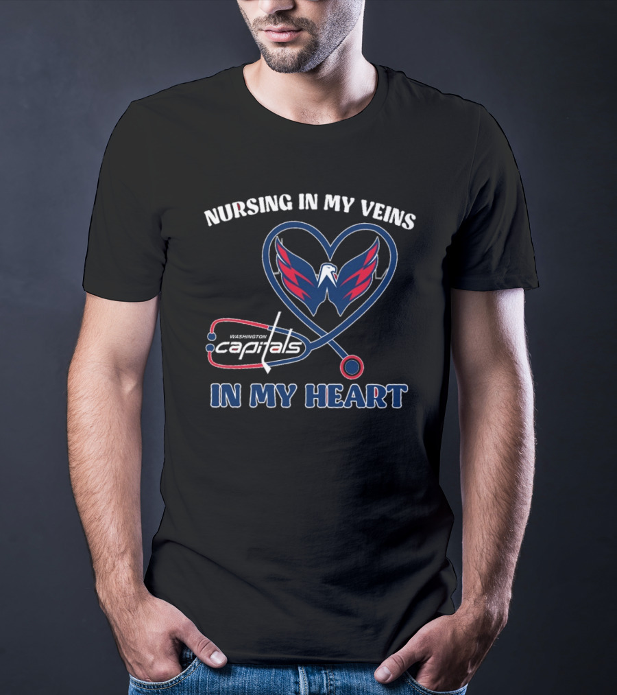 Funny Nursing In My Veins Washington Hockey In My Heart T-Shirt