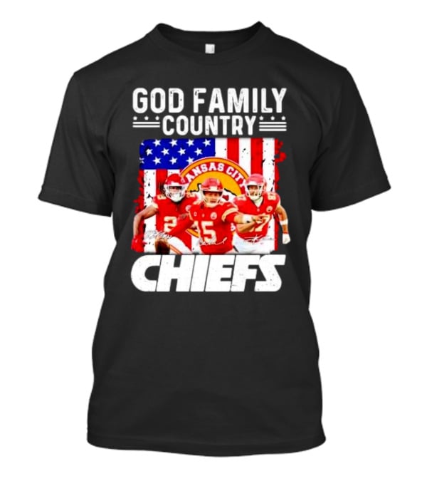 God Family Country Kansas City Chiefs Signatures T-Shirt