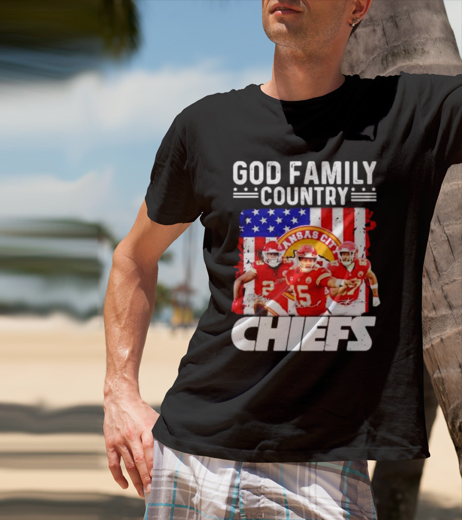 God Family Country Kansas City Chiefs Signatures T-Shirt