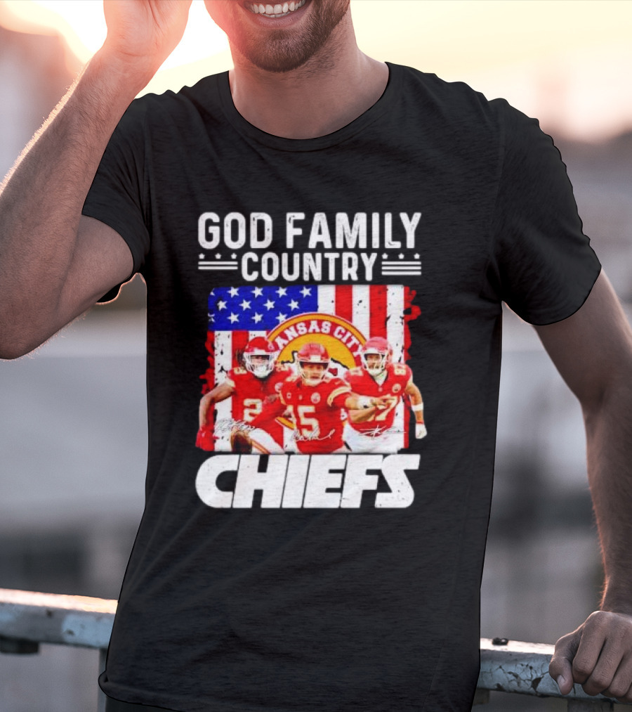 God Family Country Kansas City Chiefs Signatures T-Shirt