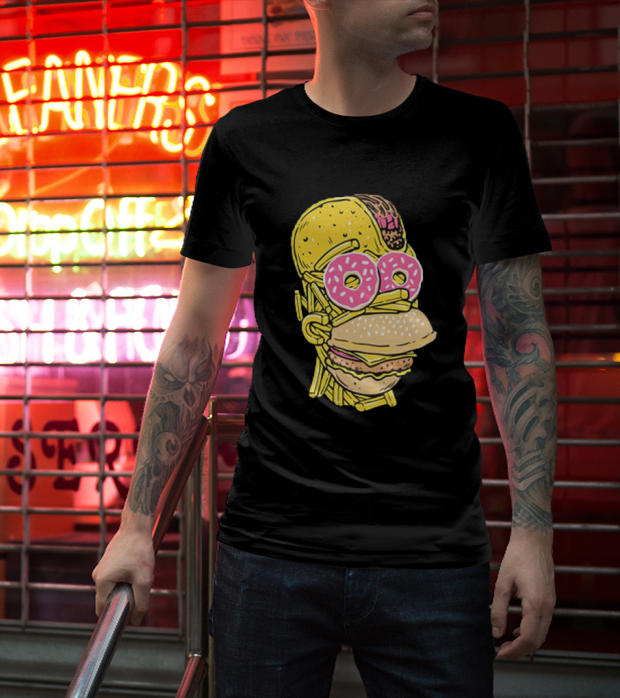 Homer Simpson And Junk Food Snack Head T-Shirt