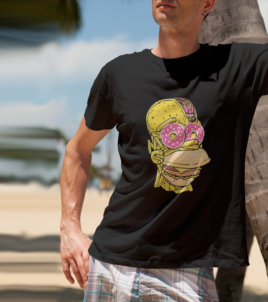 Homer Simpson And Junk Food Snack Head T-Shirt