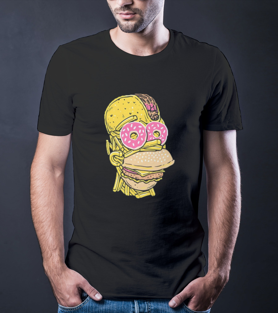 Homer Simpson And Junk Food Snack Head T-Shirt