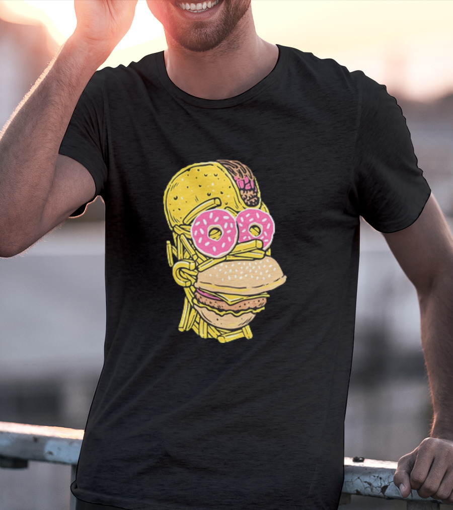 Homer Simpson And Junk Food Snack Head T-Shirt