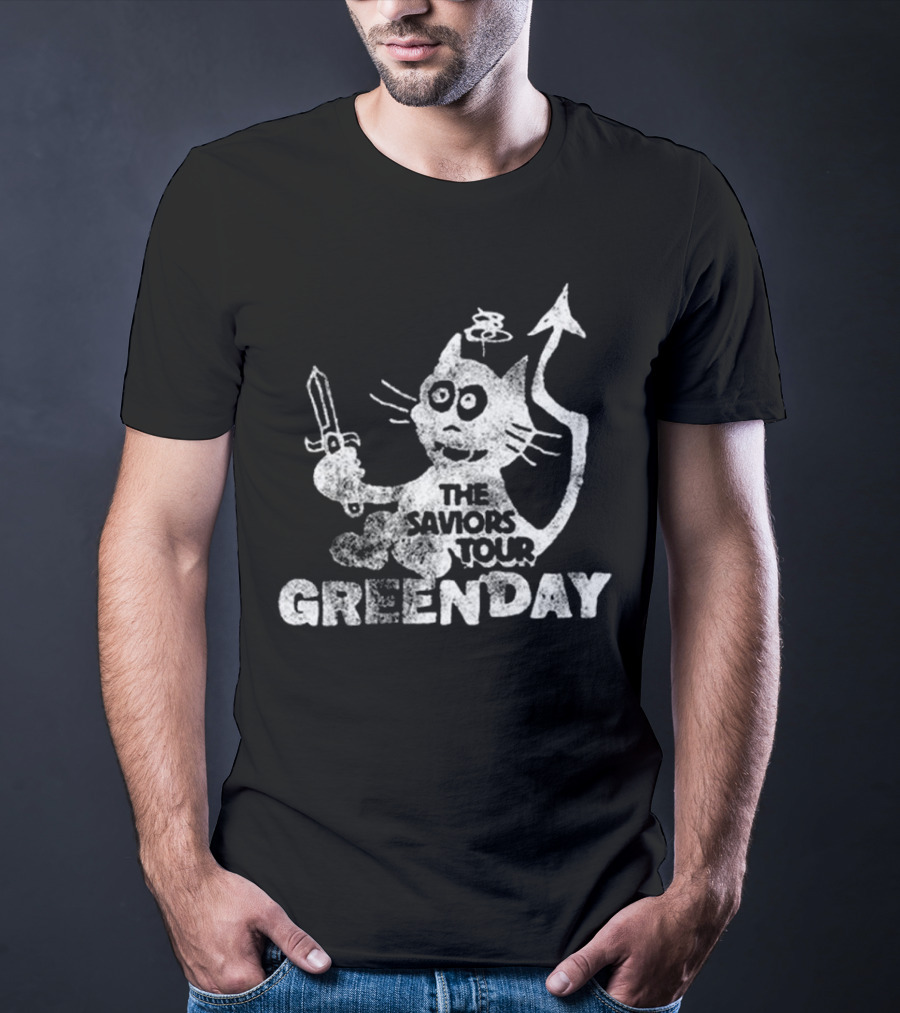 Green Day Cat And Sword T-Shirt
