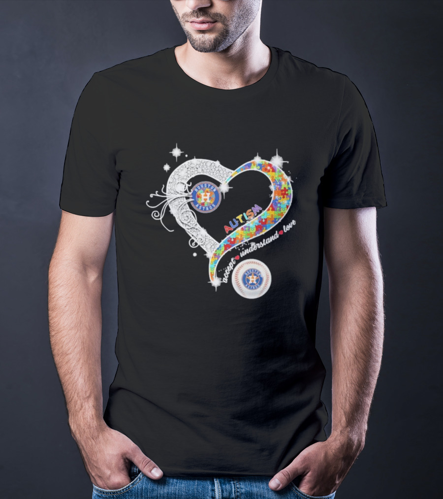 Houston Astros Autism Heart Accept Understand Love T-Shirt