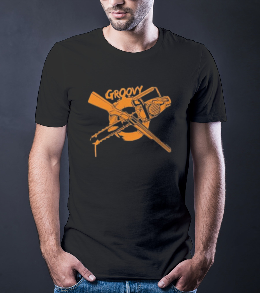 Groovy Chainsaw And Boomstick Shotgun T-Shirt