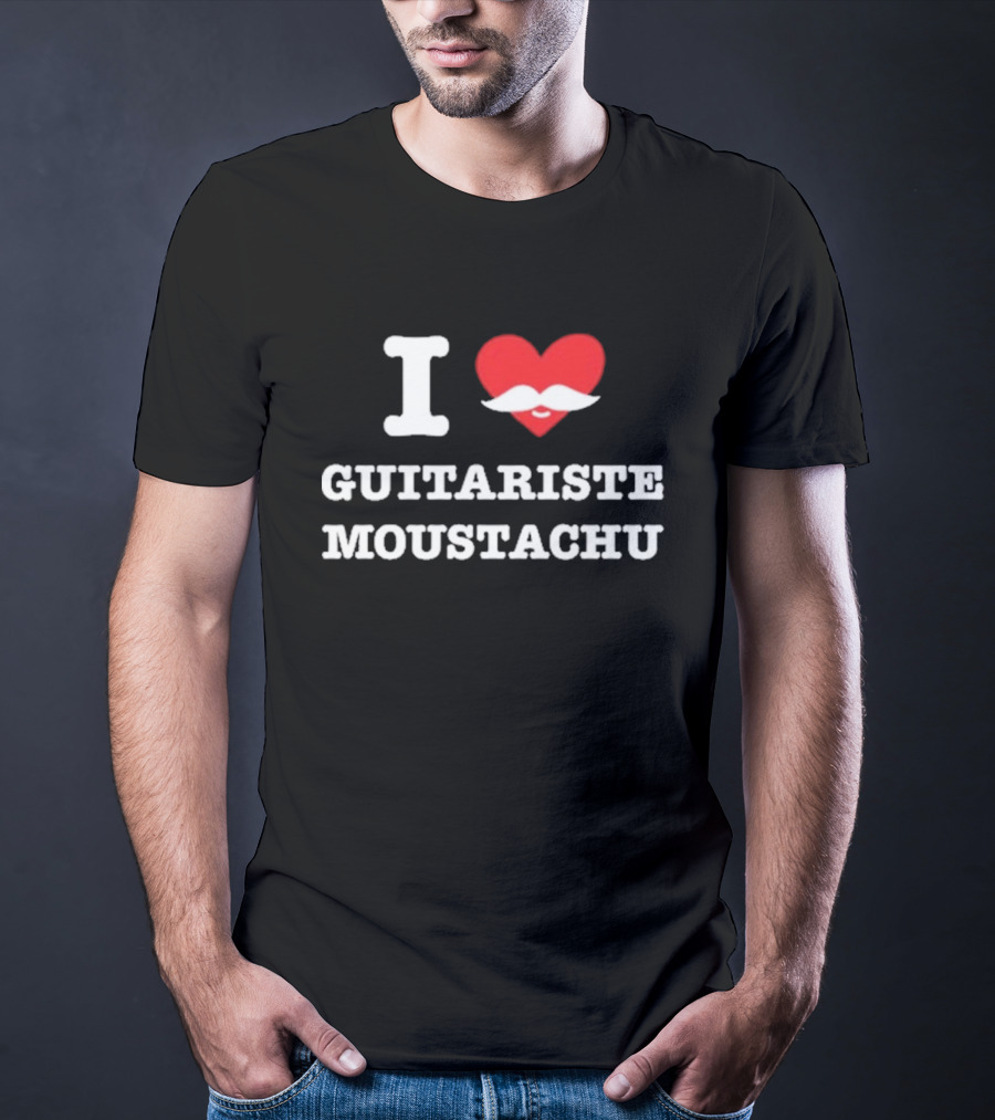 I Heart Guitariste Moustachu T-Shirt