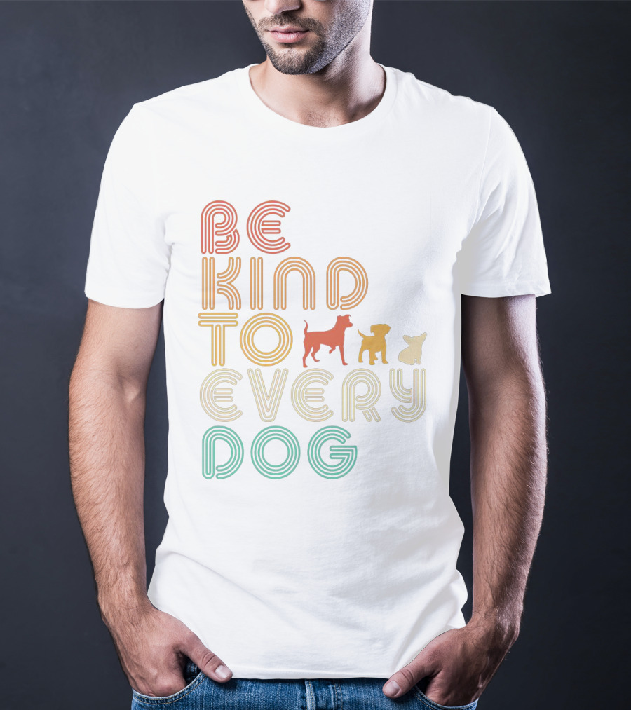 Be Kind To Every Dog In Retro Style With Colorful Canine T-Shirt