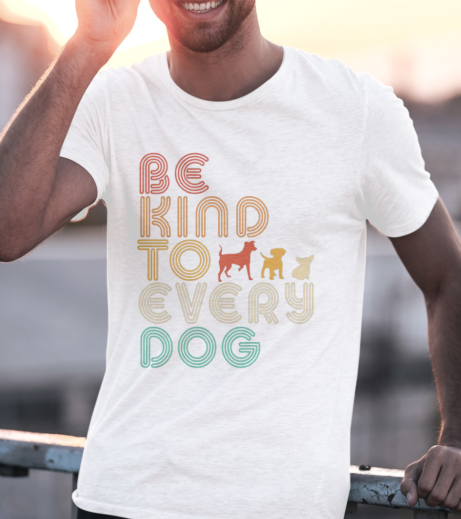 Be Kind To Every Dog In Retro Style With Colorful Canine T-Shirt