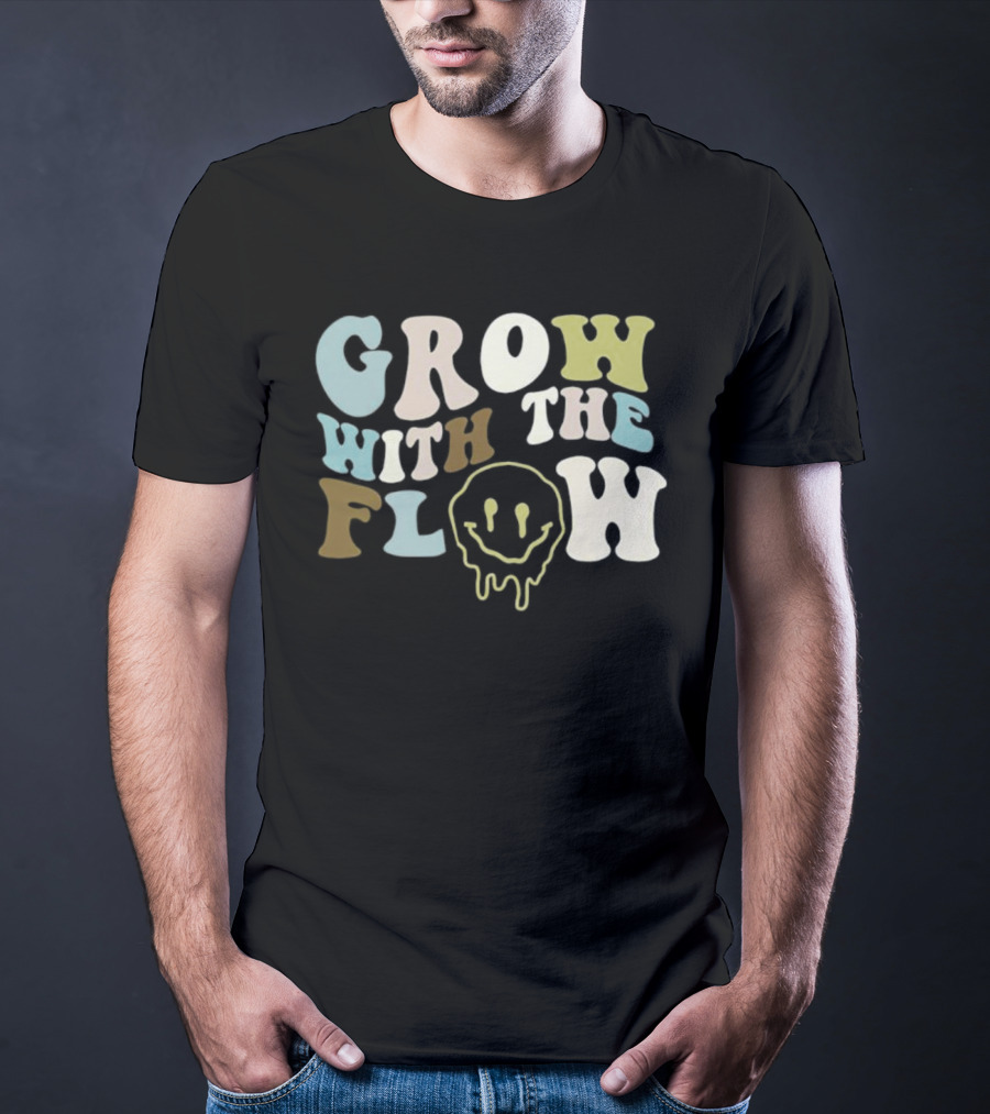 Grow With The Flow Boho Peace Smiley Face T-Shirt